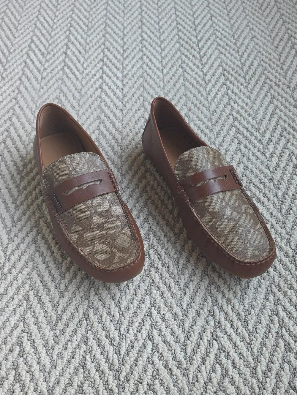 Coach Liam Driver Signature Jacquard Canvas Penny Loafers
